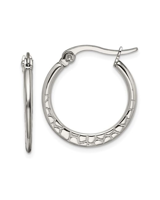 Chisel Polished and Textured Hoop Earrings
