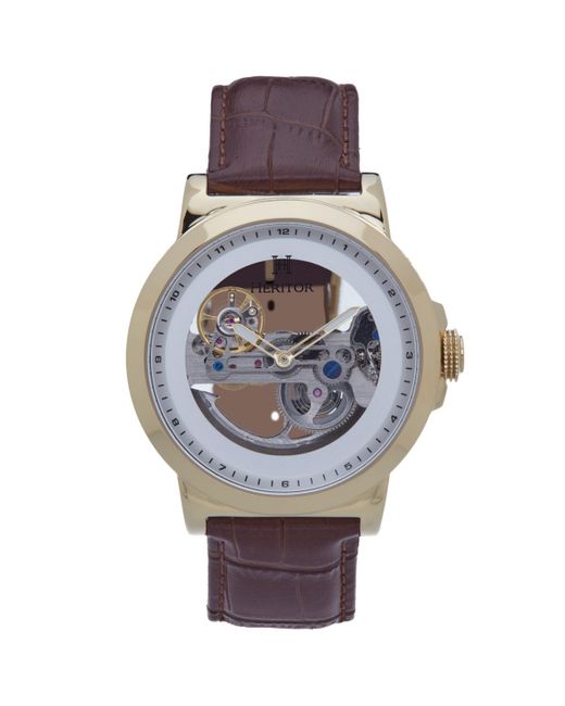 Heritor Automatic Xander Leather Watch Brown 45mm brown