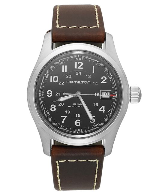 Hamilton Swiss Automatic Field Brown Leather Strap Watch 38mm