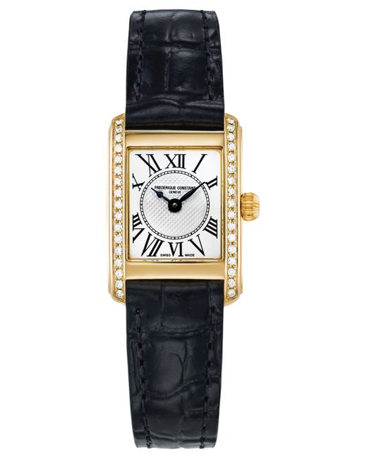 Frederique Constant Swiss Classics Carree Diamond 3/8 ct. t.w. Black Leather Strap Watch 23mm