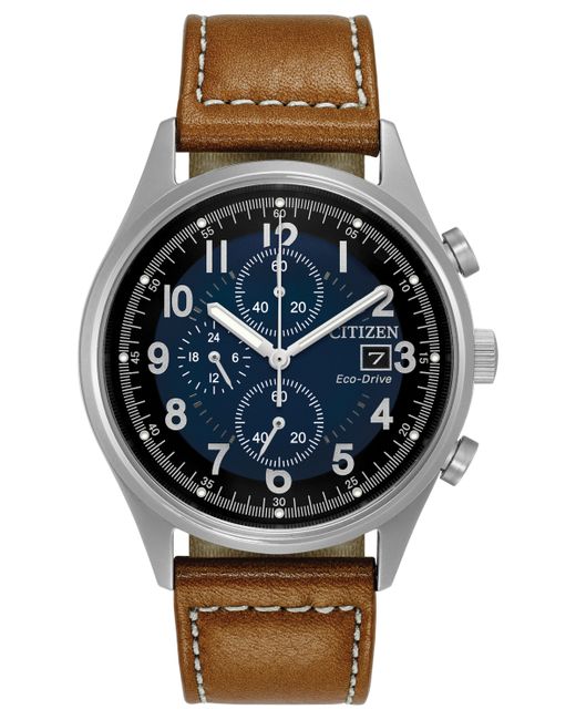 Citizen Eco-Drive Chronograph Leather Strap Watch 42mm