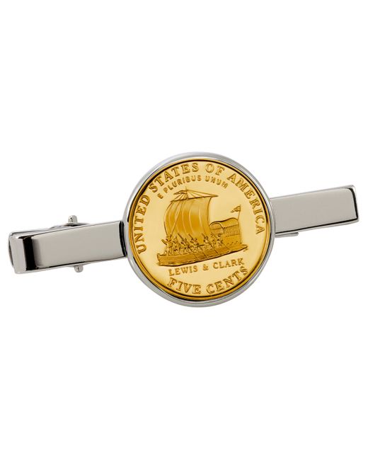 American Coin Treasures Gold-Layered Westward Journey Keelboat Nickel Coin Tie Clip