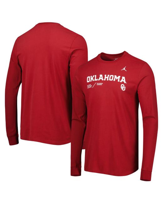 Jordan Oklahoma Sooners Team Practice Performance Long Sleeve T-shirt