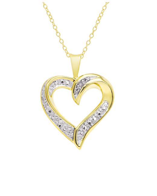 Macy's Diamond Accent plated Open Heart Pendant Necklace