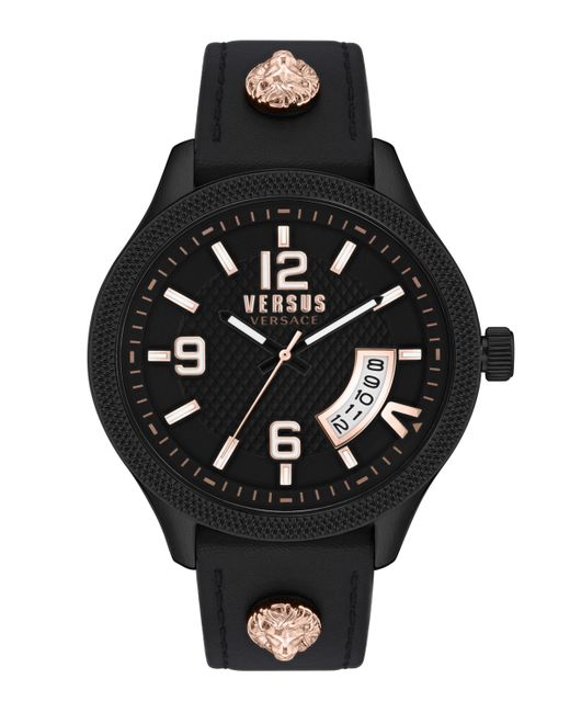 Versus Reale Three Hand Date Leather Watch 44mm