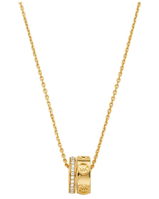 Michael Kors Tone or Silver-Tone Logo Ring Pendant Necklace