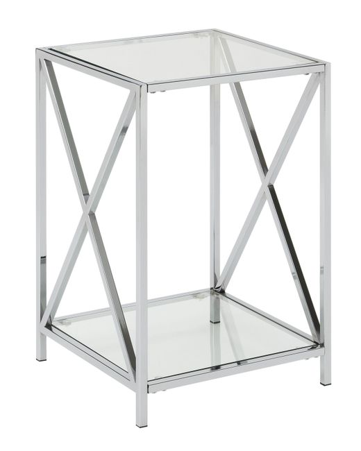 Convenience Concepts Oxford Chrome End Table with Shelf Frame