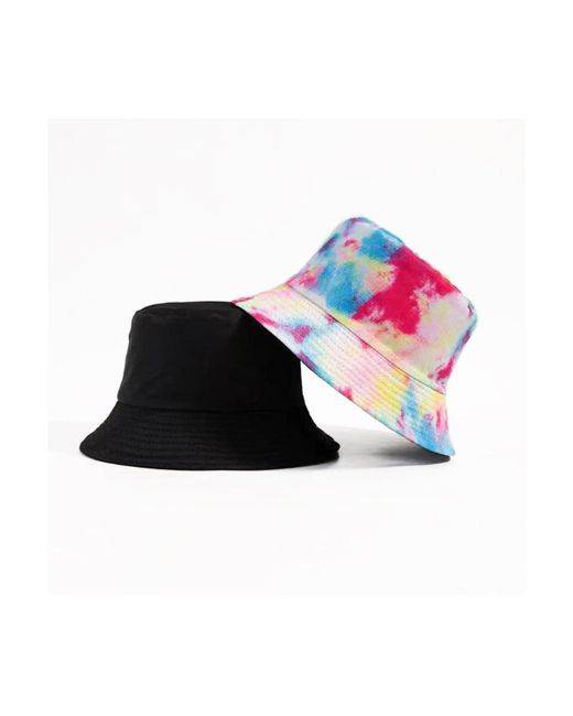 Haute Edition Reversible Tie Dye Solid Bucket Hat tie dye pink blue