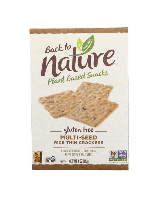 Back To Nature Multi Seed Rice Thin Crackers Sesame Seeds Poppy and Flax Case of 12 4 oz.