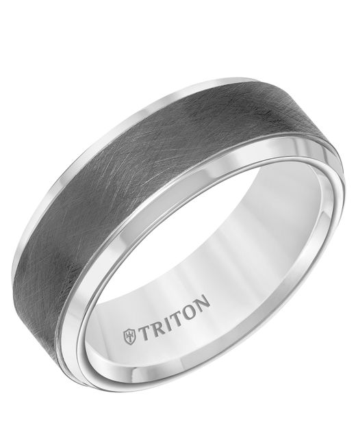 Triton Crystalline Finish Tungsten Comfort Fit Wedding Band White Carbide
