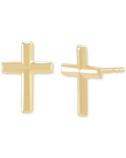 Macy's Polished Small Cross Stud Earrings 14k Gold