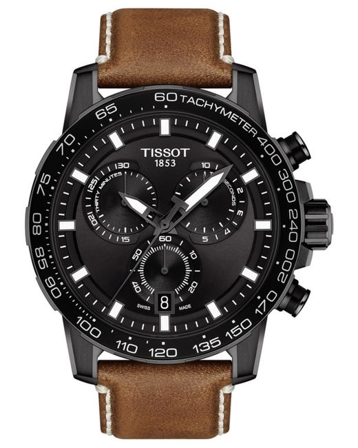 Tissot Swiss Chronograph Supersport T-Sport Leather Strap Watch 46mm