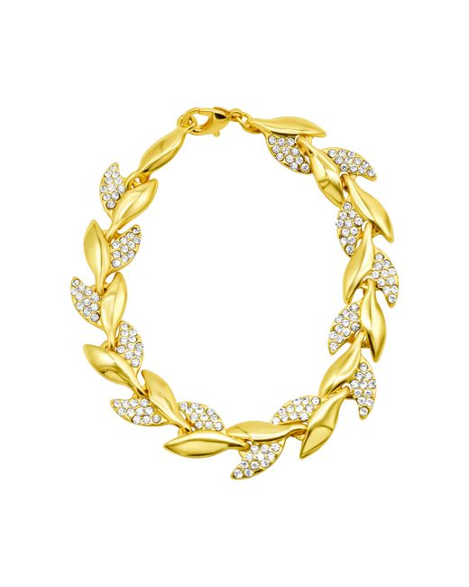 Adornia 14K Plated Crystal Leaf Bracelet