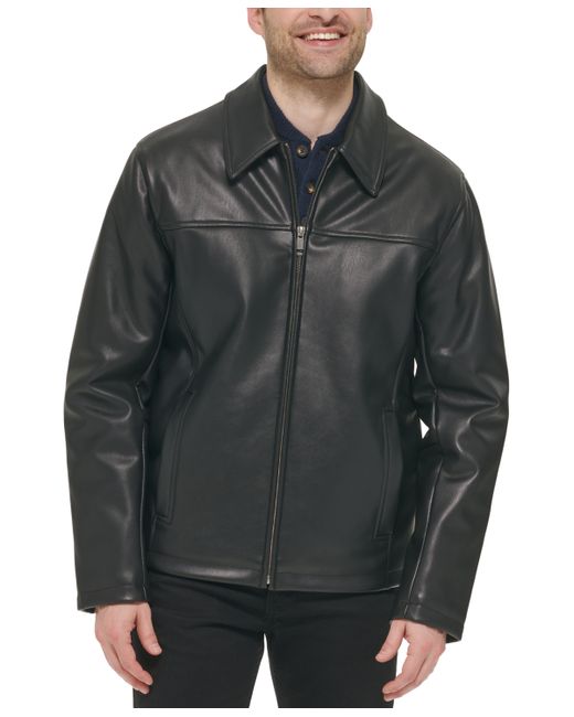 Cole Haan Faux Leather Shirt Jacket