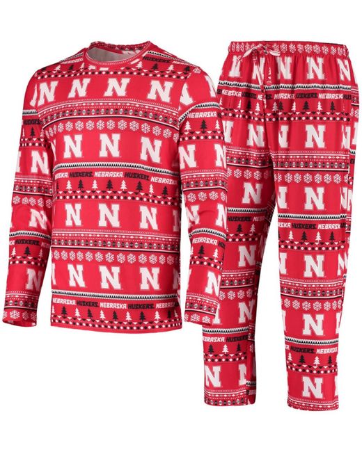 Concepts Sport Nebraska Huskers Ugly Sweater Knit Long Sleeve Top and Pant Set