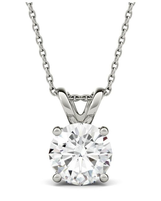 Charles & Colvard Moissanite Solitaire Pendant 3-1/10 ct. t.w. Diamond Equivalent 14k and Yellow Gold