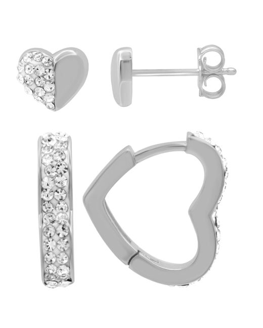 And Now This Gold or Plated 2-Piece Heart and Hanging Hoop Earrings Set
