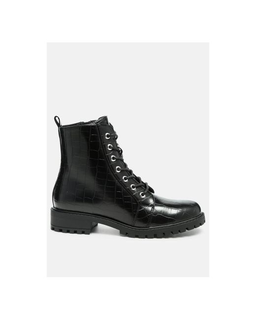 London Rag snac lace up croc textured ankle boots