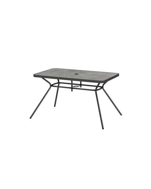 Slickblue 49 Inch Patio Rectangle Dining Table with Umbrella Hole