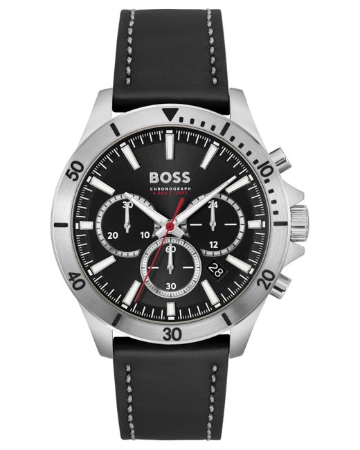 Boss Chronograph Troper Leather Strap Watch 45mm