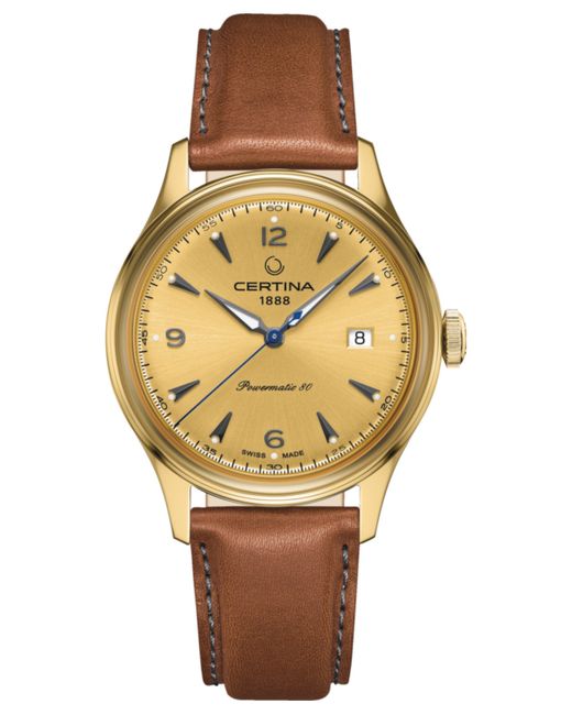 Certina Swiss Automatic Ds Leather Strap Watch 41mm Golden