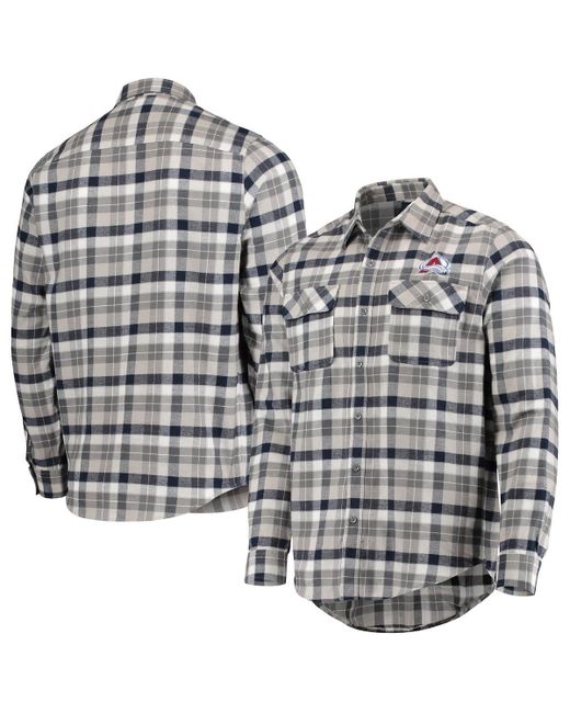 Antigua Gray Colorado Avalanche Ease Plaid Button-Up Long Sleeve Shirt