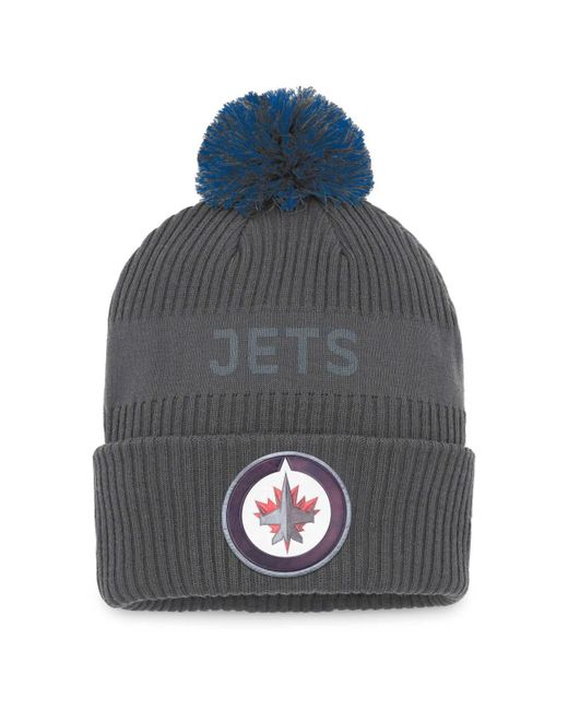 Fanatics Winnipeg Jets Authentic Pro Home Ice Cuffed Knit Hat with Pom