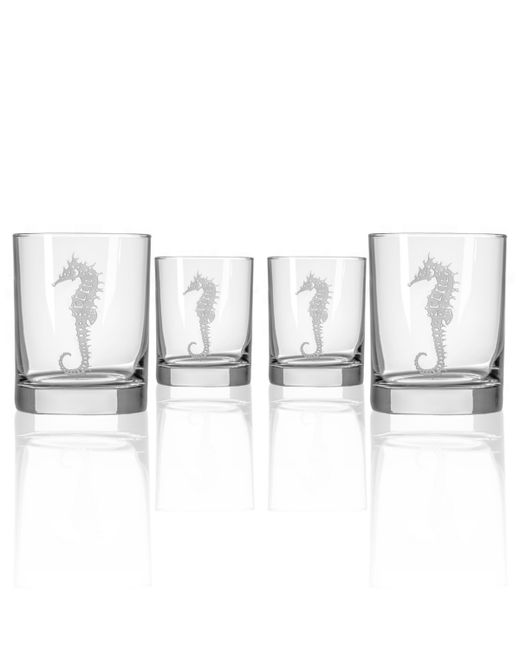Rolf Glass Seahorse Double Old Fashioned 14Oz Set Of 4 Glasses