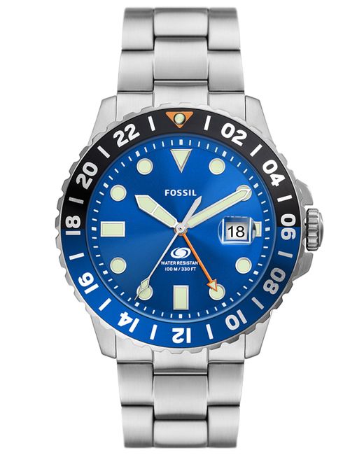 Fossil Blue Gmt Stainless Steel Watch 46mm
