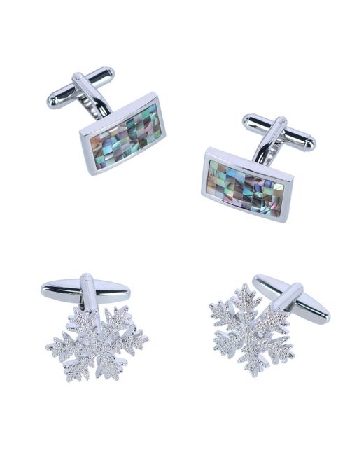 Trafalgar Cufflink Holiday Pack Snowflake and Mother of Pearl Set