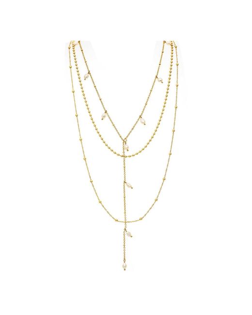 Rivka Friedman Layered Pearl Bead Chain Necklace Set