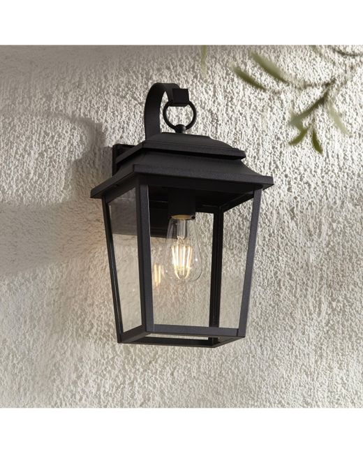 John Timberland Bellis Verde Outdoor Wall Light Sconce Fixture Texturized Steel 15 1/4 Clear Glass Lantern for Exterior House Porch Patio Outside Deck Garage Y