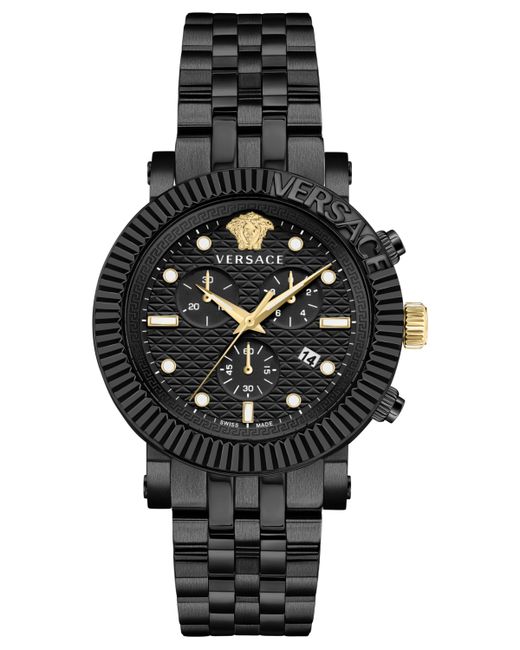 Versace Swiss Chronograph V-Chrono Ion Plated Bracelet Watch 45mm