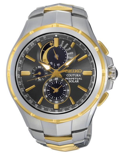 Seiko Solar Chronograph Coutura Two-Tone Stainless Steel Bracelet Watch 44mm