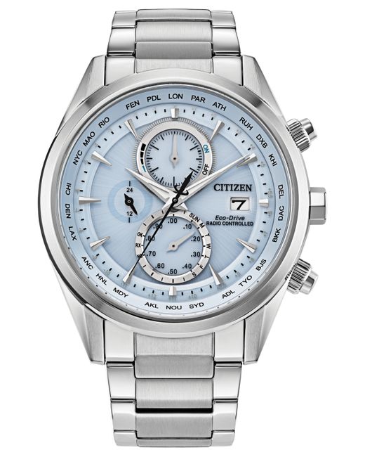 Citizen Eco-Drive Chronograph Sport Luxury Radio Control Stainless Steel Bracelet Watch 43mm