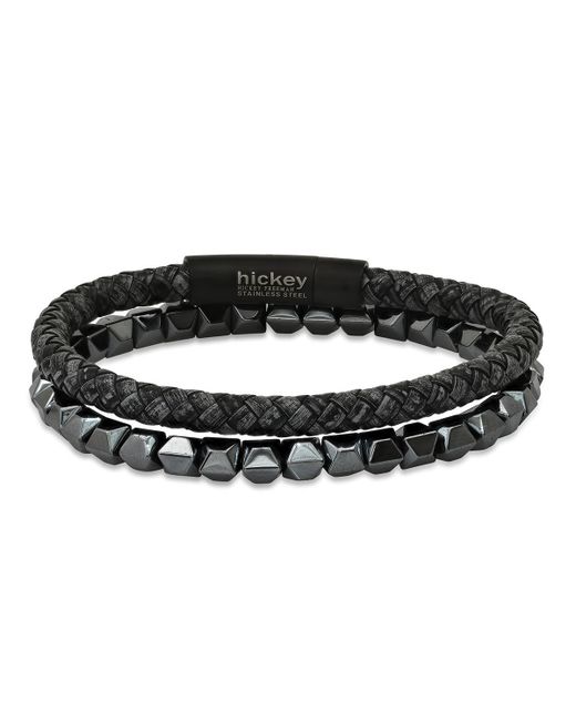 Hickey Freeman hickey by Studded Faceted Hematite Beaded Stretch Bracelet 2 Piece Set