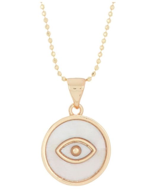 Adornia 14k Plated Mother-of-Pearl Evil Eye 18 Pendant Necklace