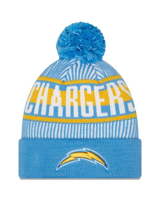 New Era Los Angeles Chargers Striped Cuffed Knit Hat with Pom