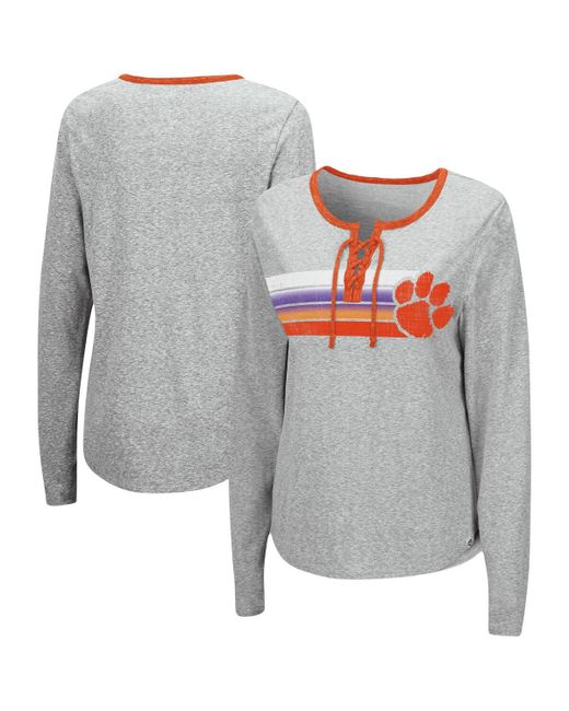 Colosseum Clemson Tigers Sundial Tri-Blend Long Sleeve Lace-Up T-shirt