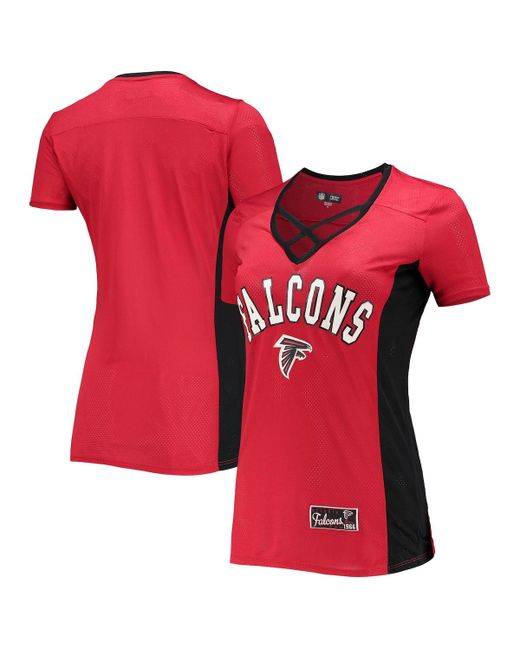 5th & Ocean by New Era Atlanta Falcons Contrast Insert V-Neck T-shirt