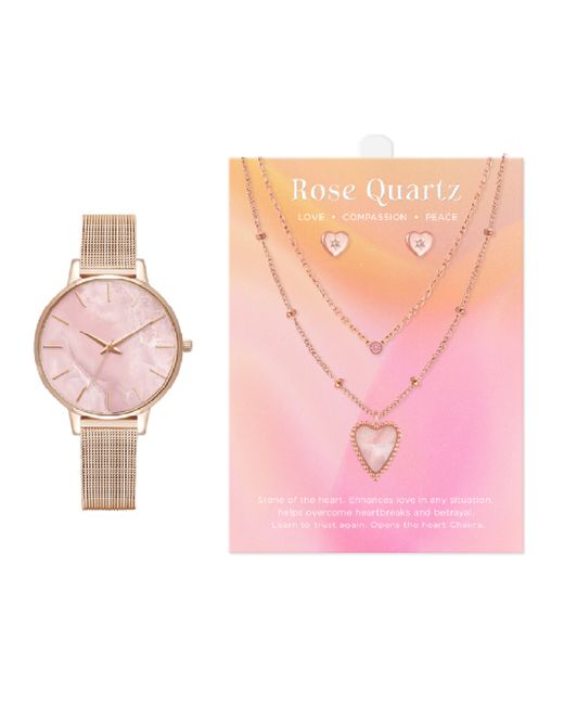Jessica Carlyle Analog Three-Hand Quartz Tone Metal Bracelet Watch Gift Set