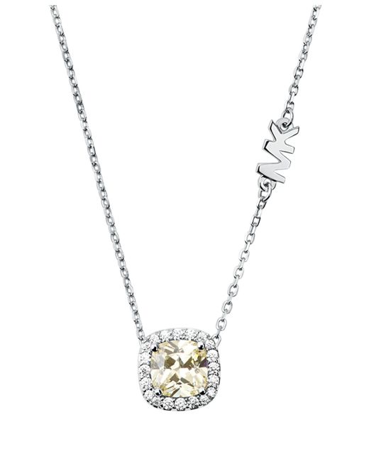 Michael Kors Cushion Halo Pendant with Cubic Zirconia Clear Stones