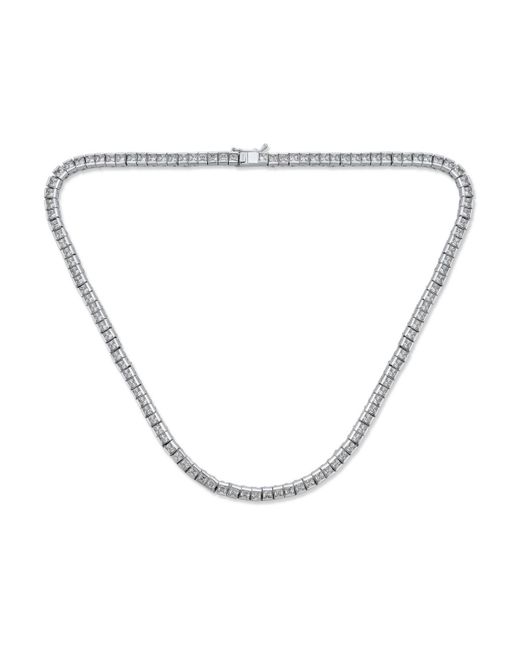 Bling Jewelry Classic Traditional Bridal Cubic Zirconia Aaa Cz Square Princess Cut Channel Set Tennis Necklace Collar For Wedding Prom