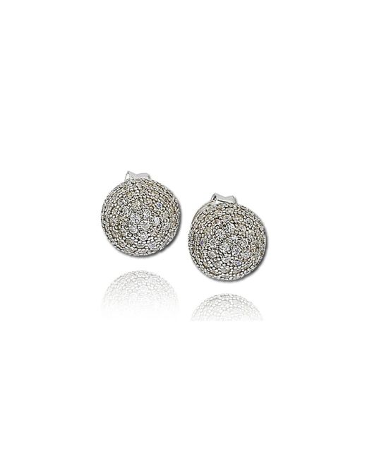 Suzy Levian New York Suzy Levian Sterling Silver Cubic Zirconia Everyday Pave Ball Stud Earrings