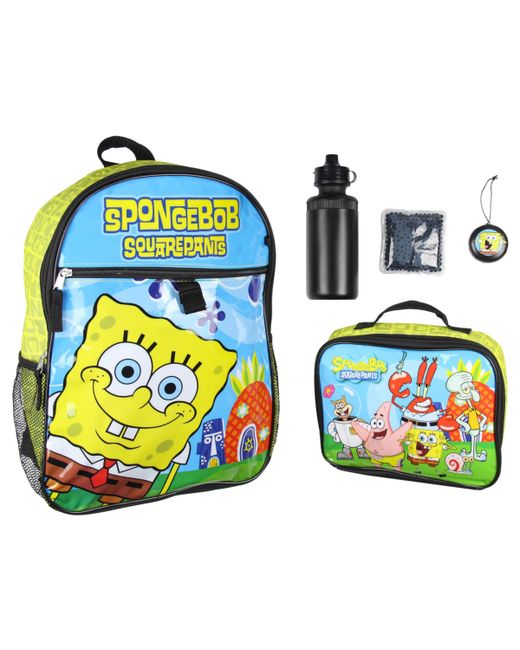 SpongeBob SquarePants Nickelodeon Characters Squidward Patrick Mr. Krabs Sandy Plankton Gary 5 Pc Backpack Lunchbox Icepack Water Bottle Multicolore