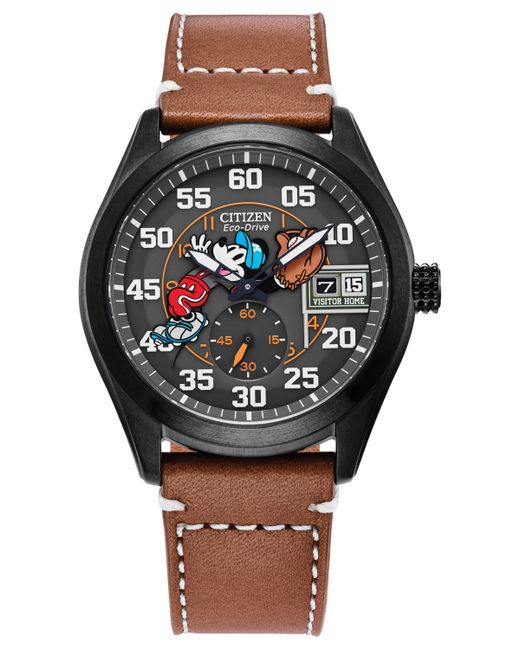 Citizen Eco-Drive Disney Mickey Mouse Leather Strap Watch 43mm