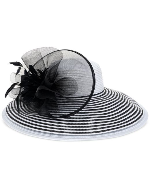 Bellissima Millinery Collection Wide Striped-Brim Dressy Hat