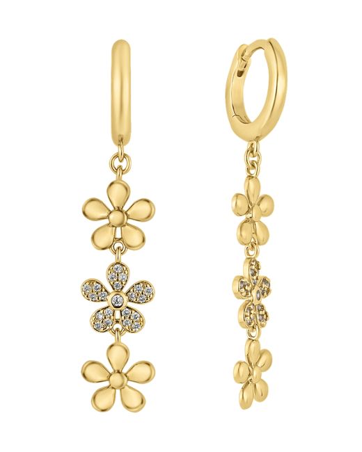 And Now This Cubic Zirconia 18K Plated Triple Flower Earring