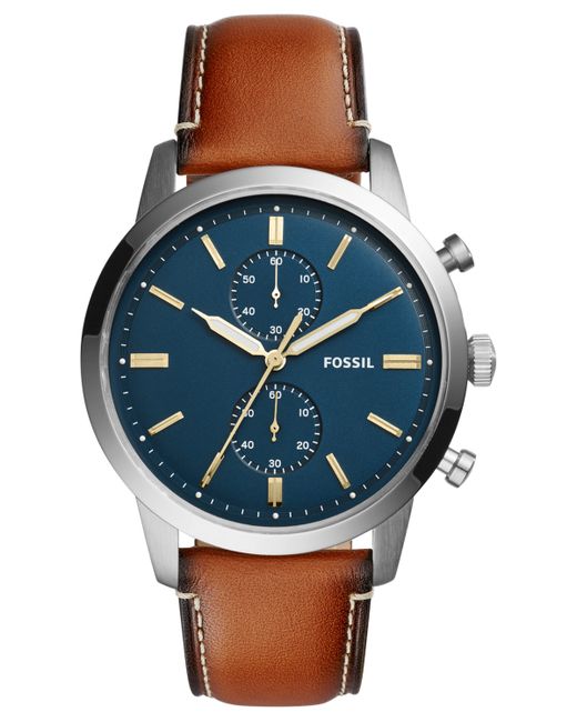 Fossil Chronograph Townsman Light Leather Strap Watch Blue