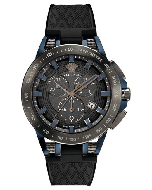 Versace Swiss Chronograph Sport Tech Silicone Strap Watch 45mm